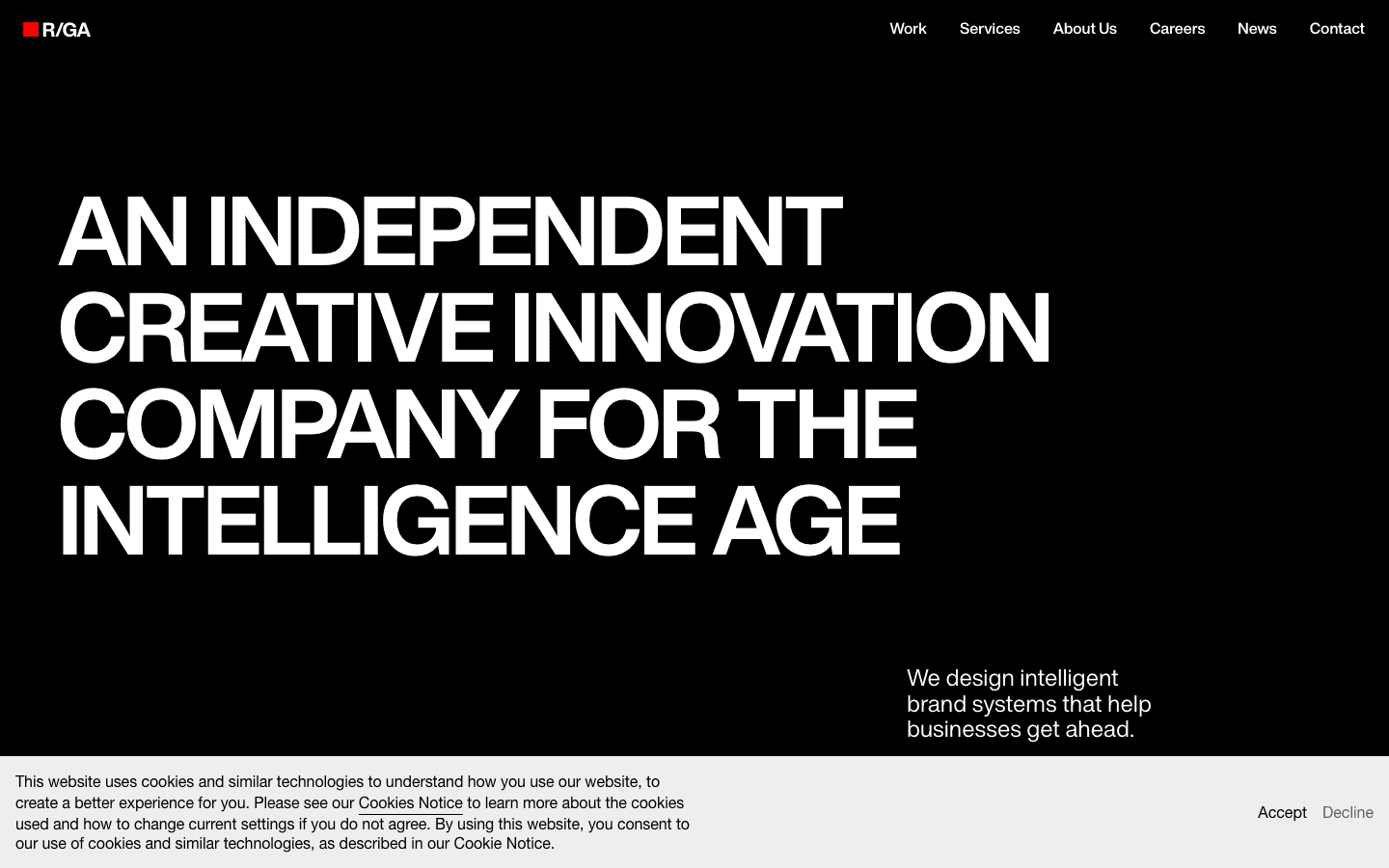 R/GA: Brand+product integration, digital transformation, scale listed among the best b2c landing page design agencies for b2c expertise