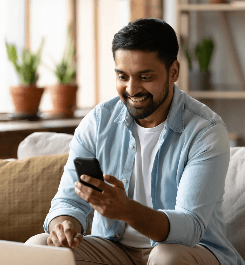 Customer using phone to book a Meet with a tax expert.