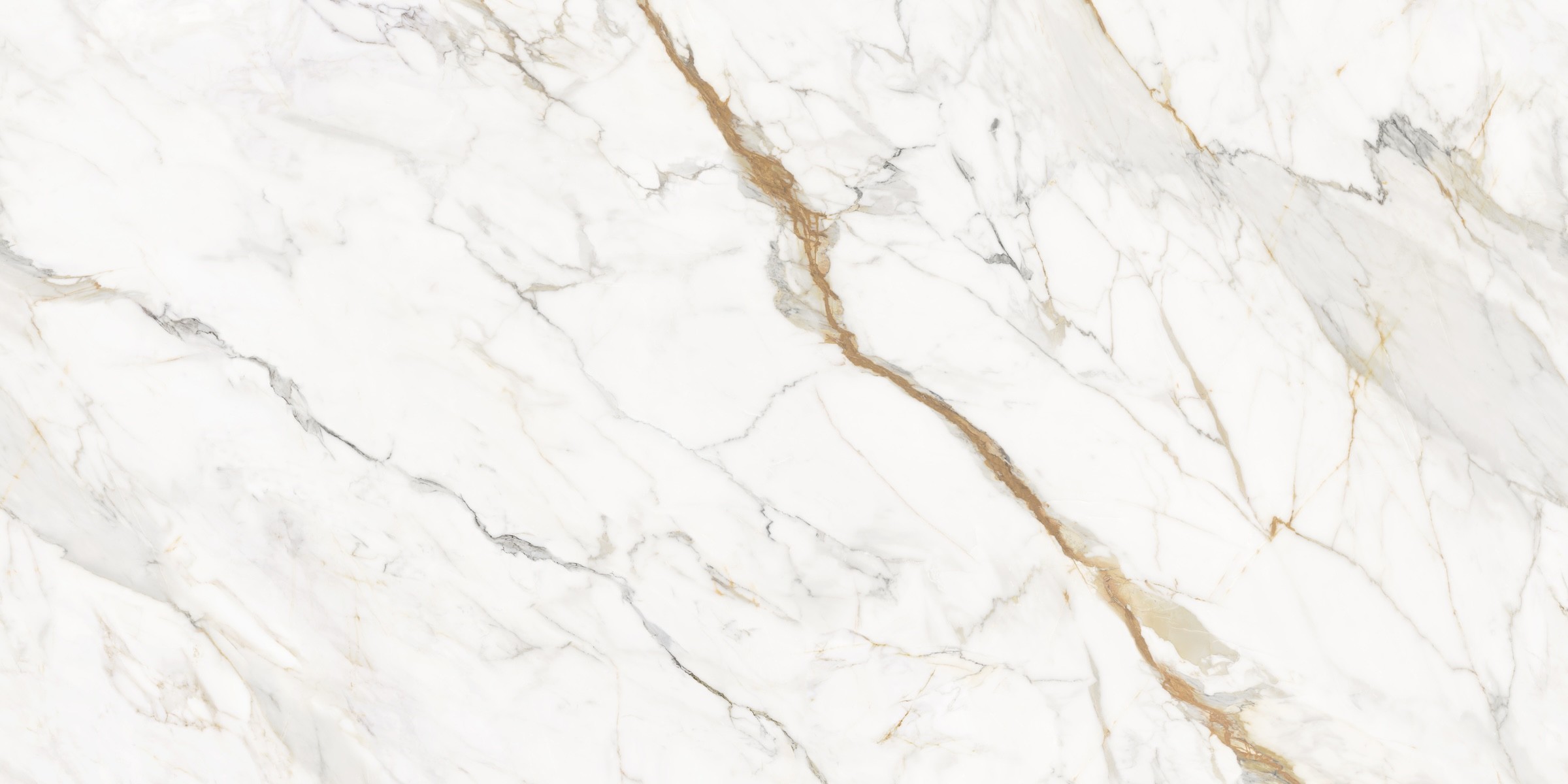 Calacatta Grande 12mm sintered porcelain slab featuring dramatic Calacatta marble-inspired veining on white.