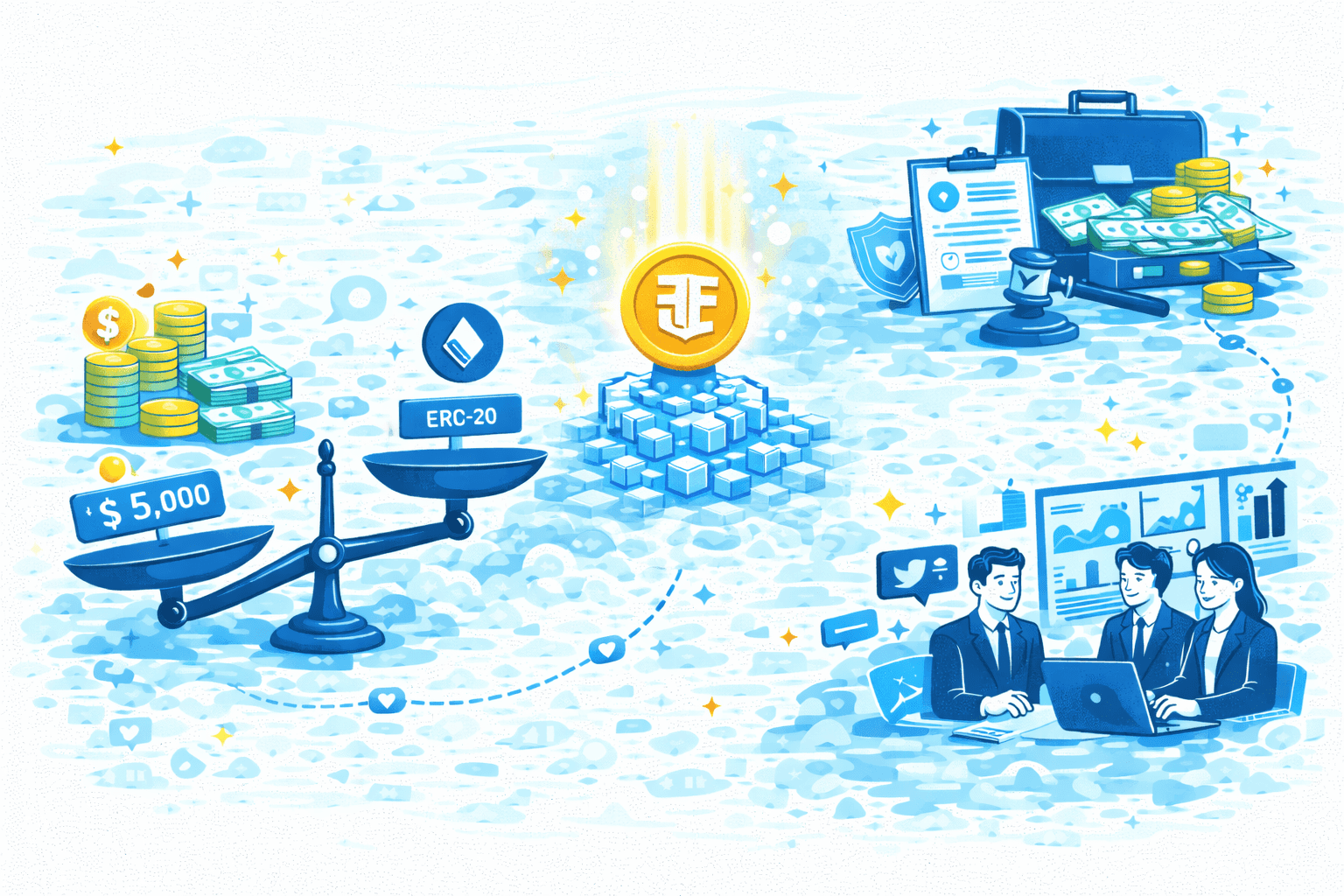 Illustration explaining what affects token launch cost in 2026 for new crypto projects.