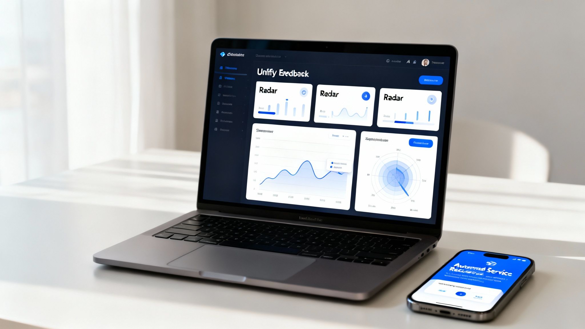 A team analyzing customer feedback data on a dashboard.