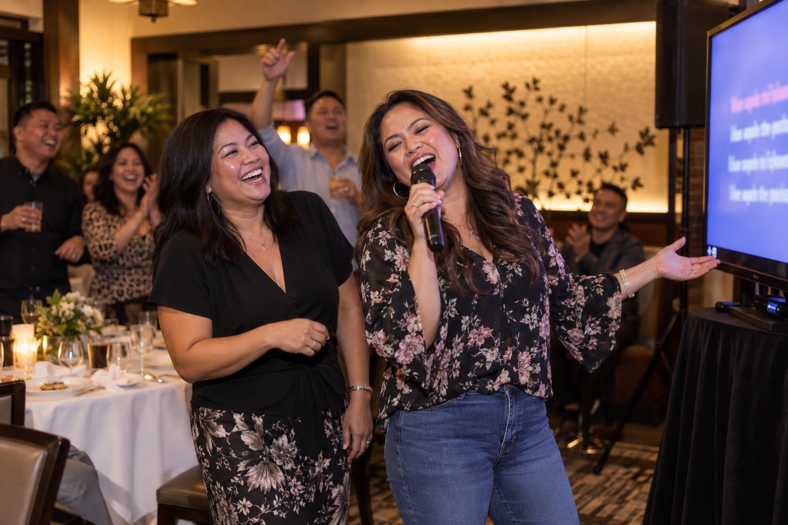 AI-generated concept illustrating karaoke at an event.