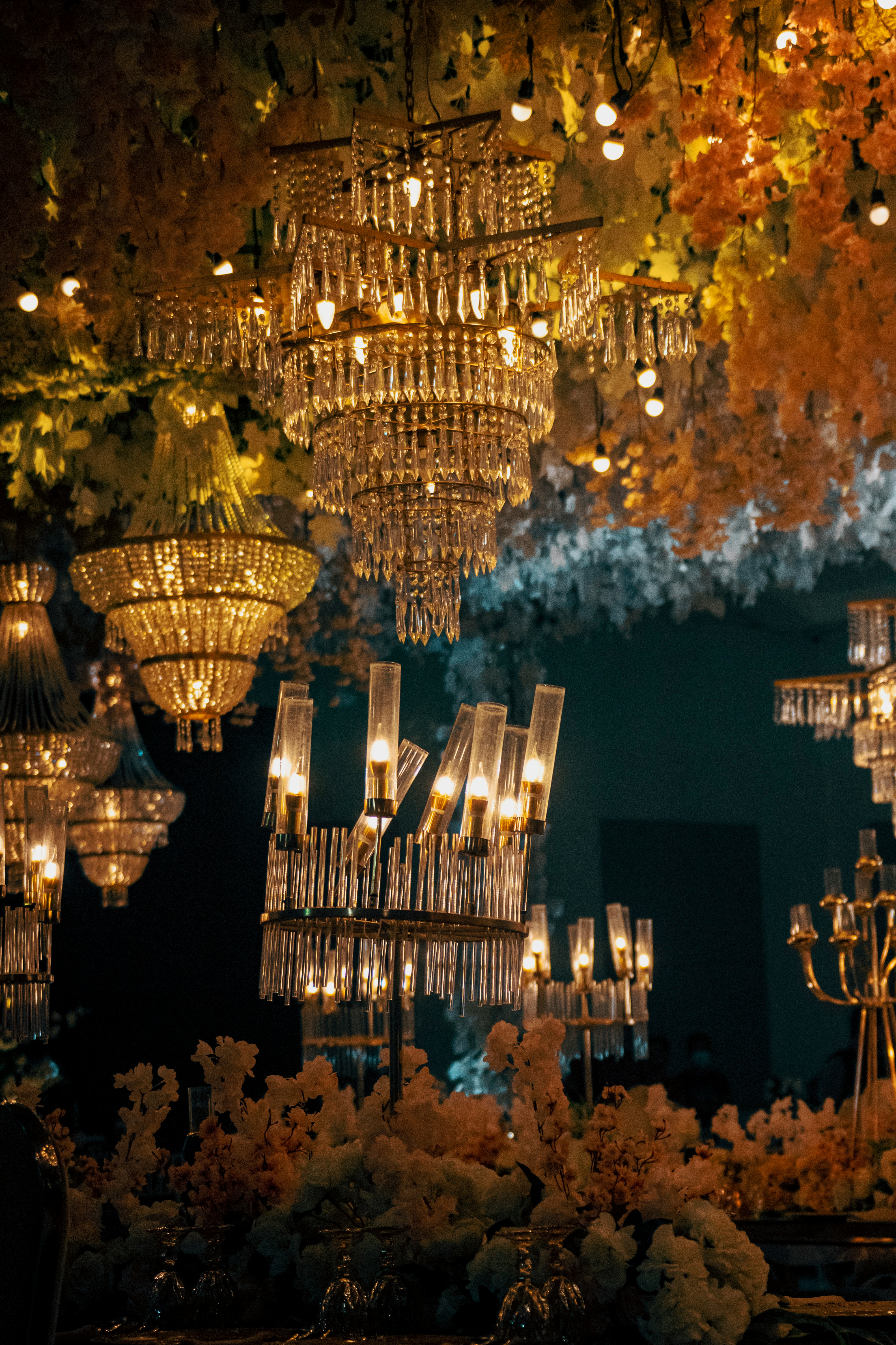 a chandelier with lights