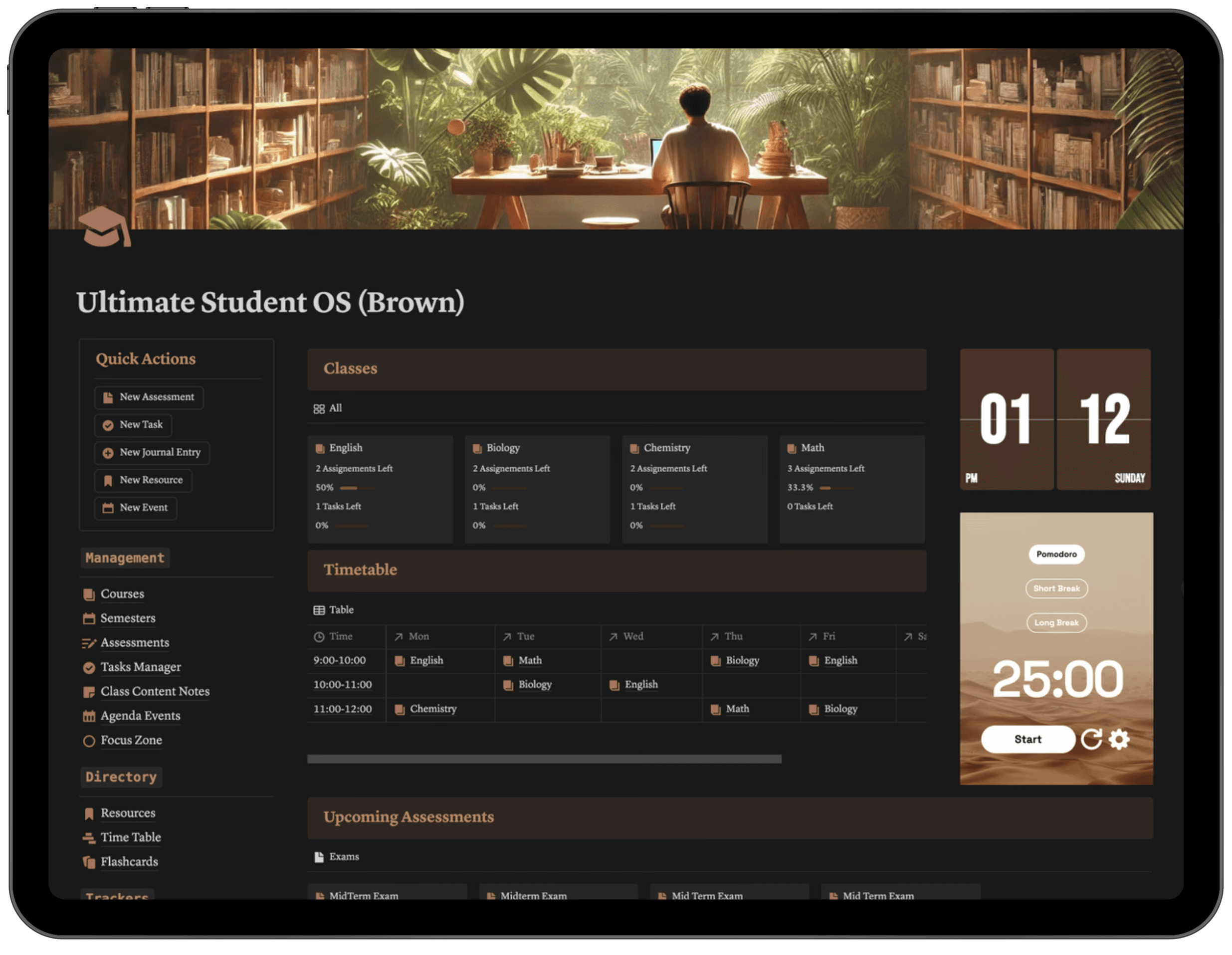 Notion Student OS mockup