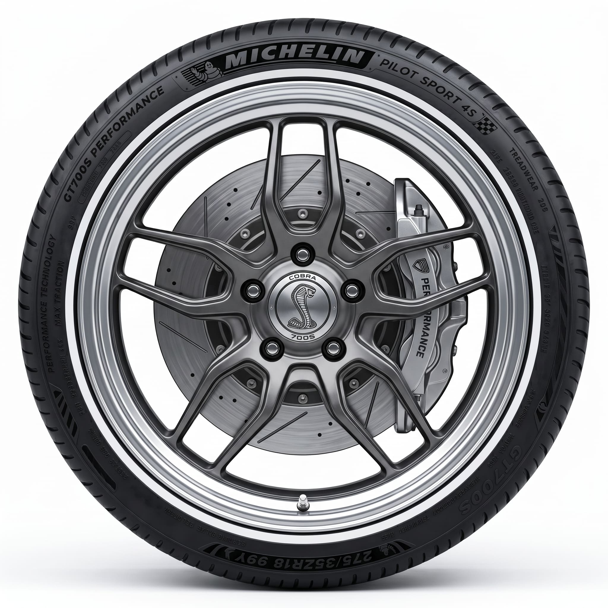 Clean and polished wheel with silver colored alloy.