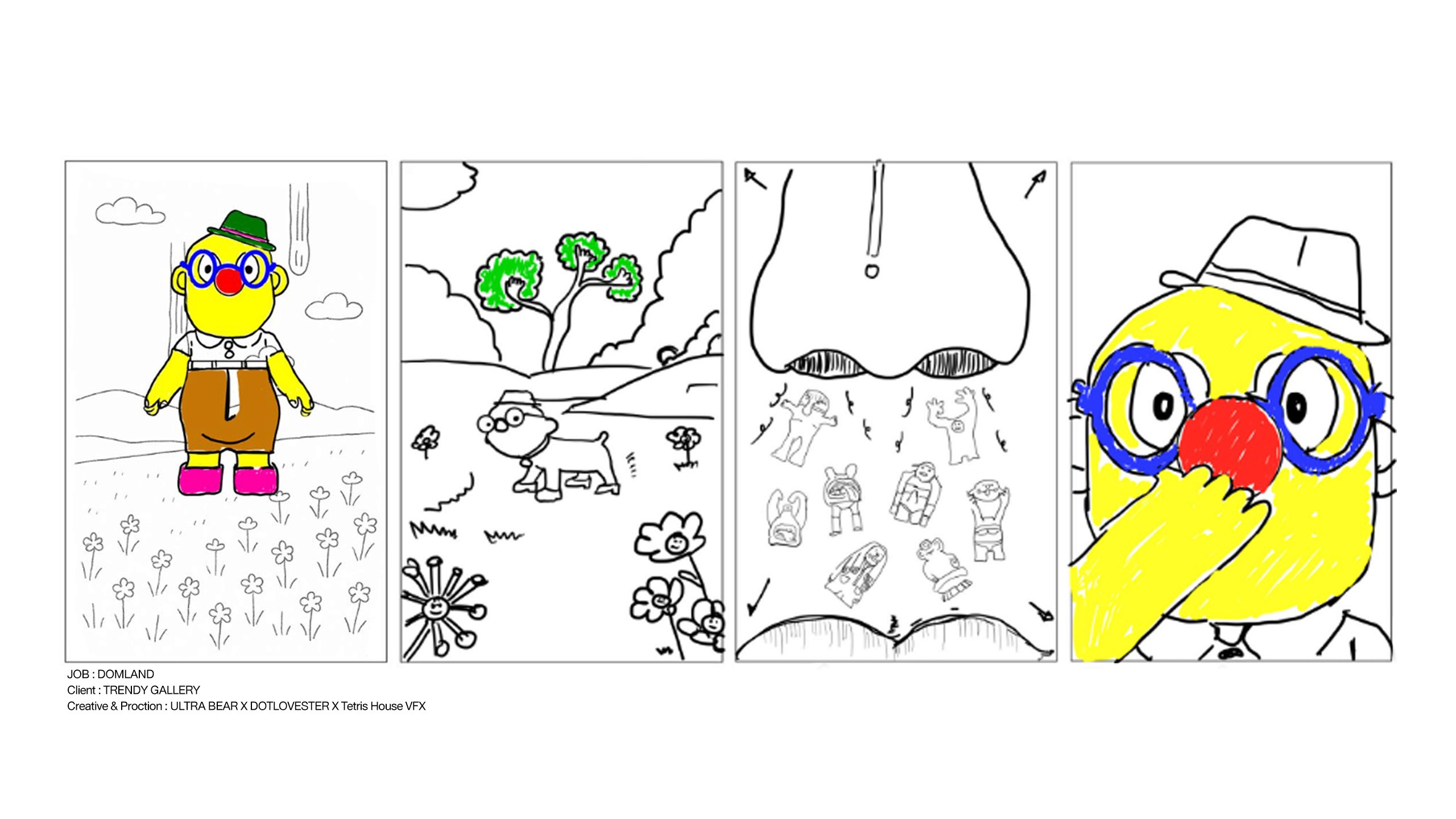 Surreal artwork featuring four abstract faces with newspaper clippings and geometric patterns, set against a classical architectural background with star decorations, blending modern art and historical elements.