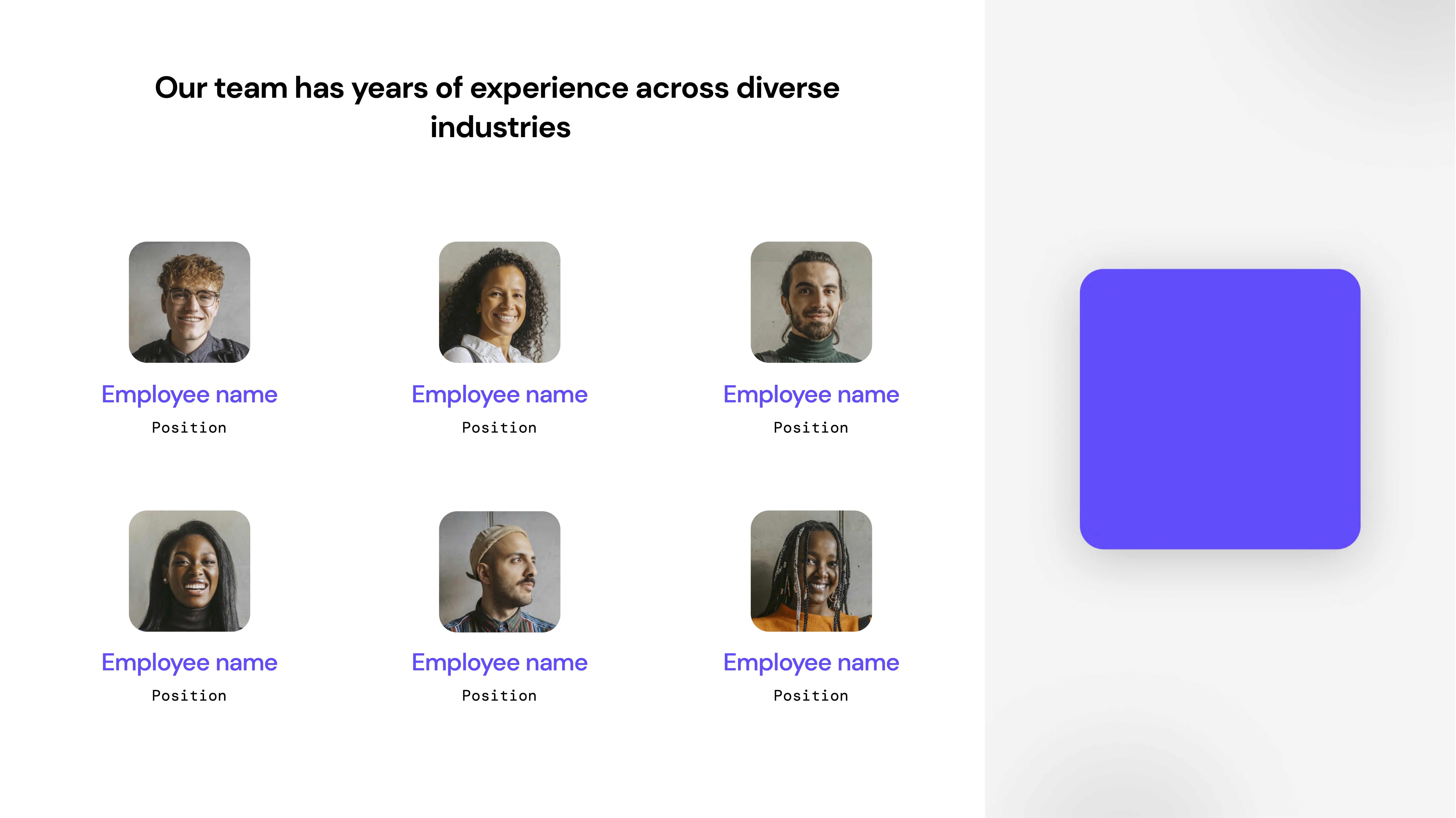 A slide from a pitch deck showcasing the team behind the company.