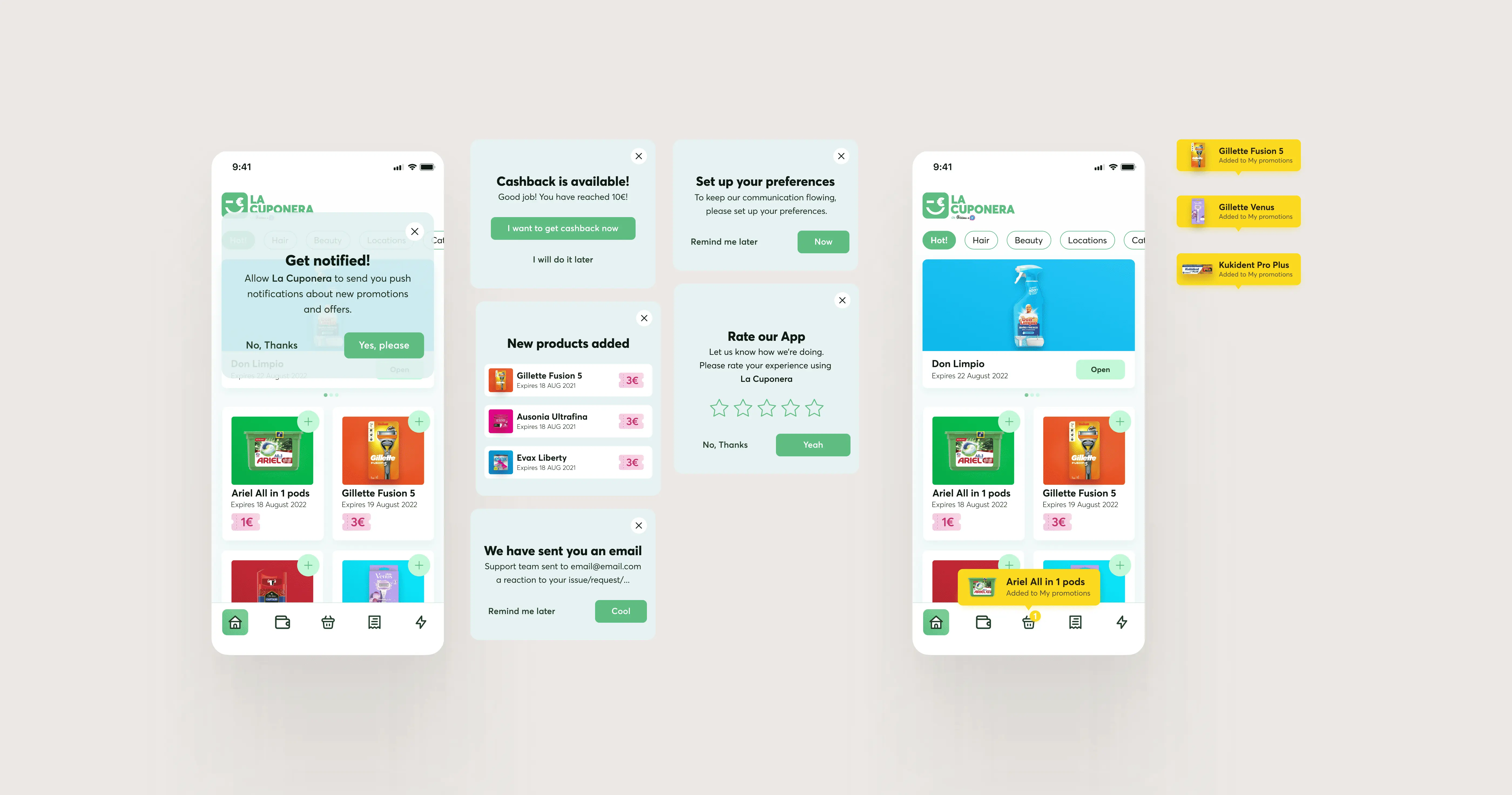 Notifications, Mobile app design for Proctor&Gamble