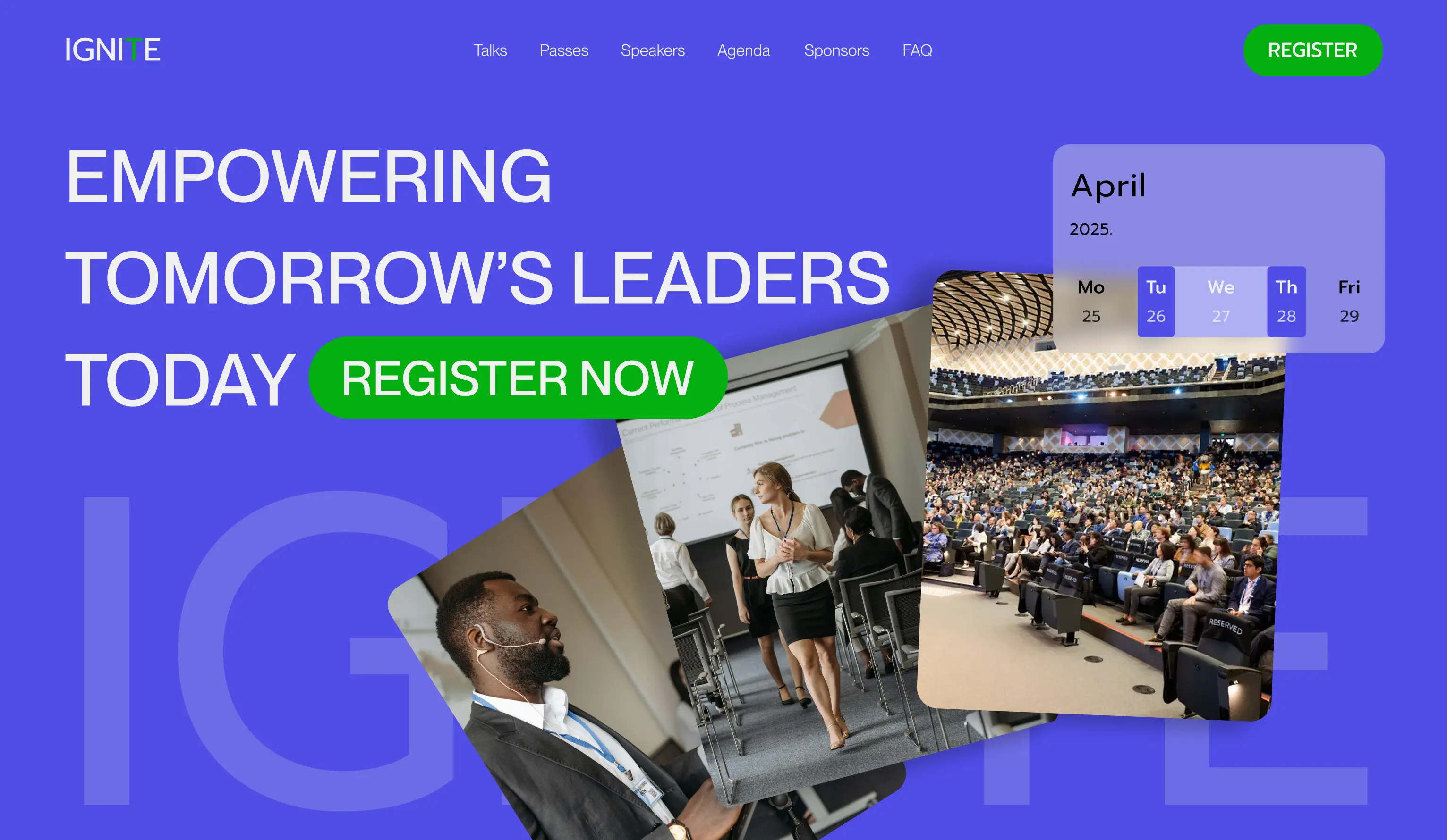 Landing page design for tech conference