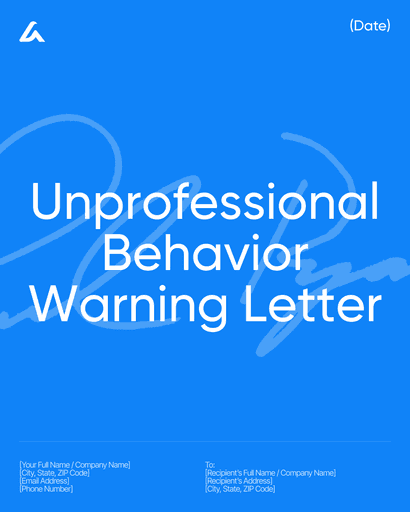 Unprofessional Behavior Warning Letter