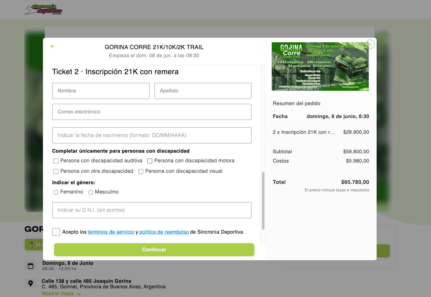 configuración extremadamente detallada del formulario de preguntas antes de gestionar una compra