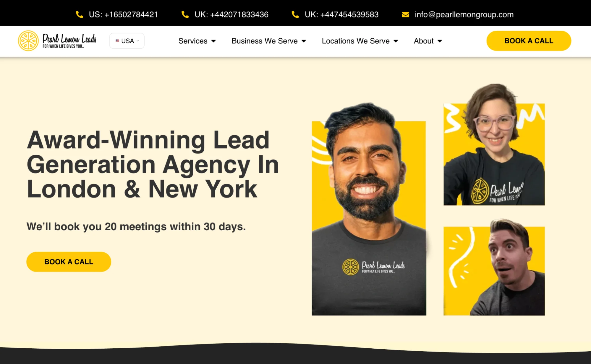 Pearl Lemon Leads homepage: B2B lead generation and appointment-setting agency