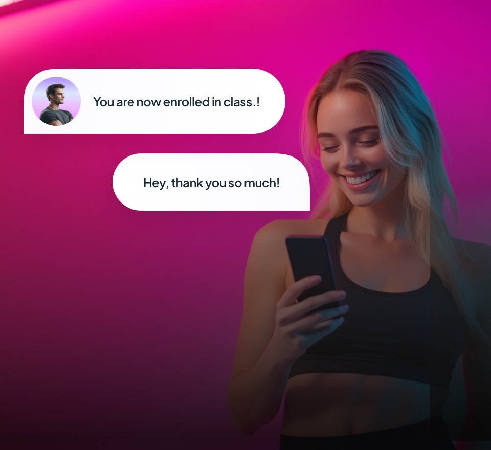 A Women smiling holding her phone