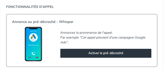 Activer le pré-décroché