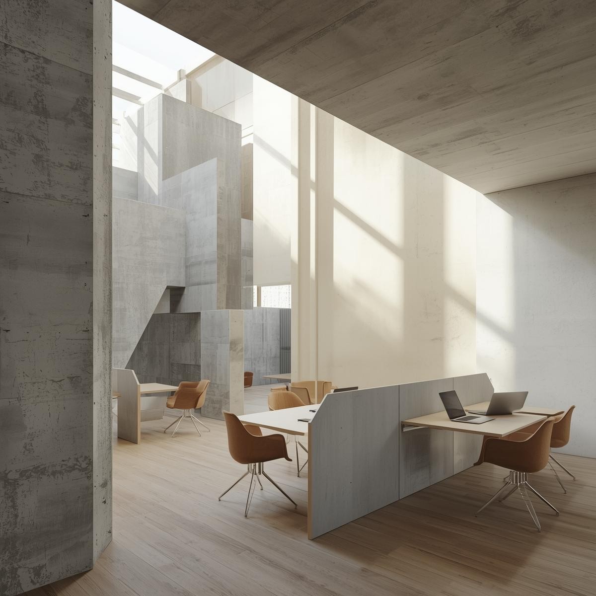 a minimal and modern inetrior of a workspace 