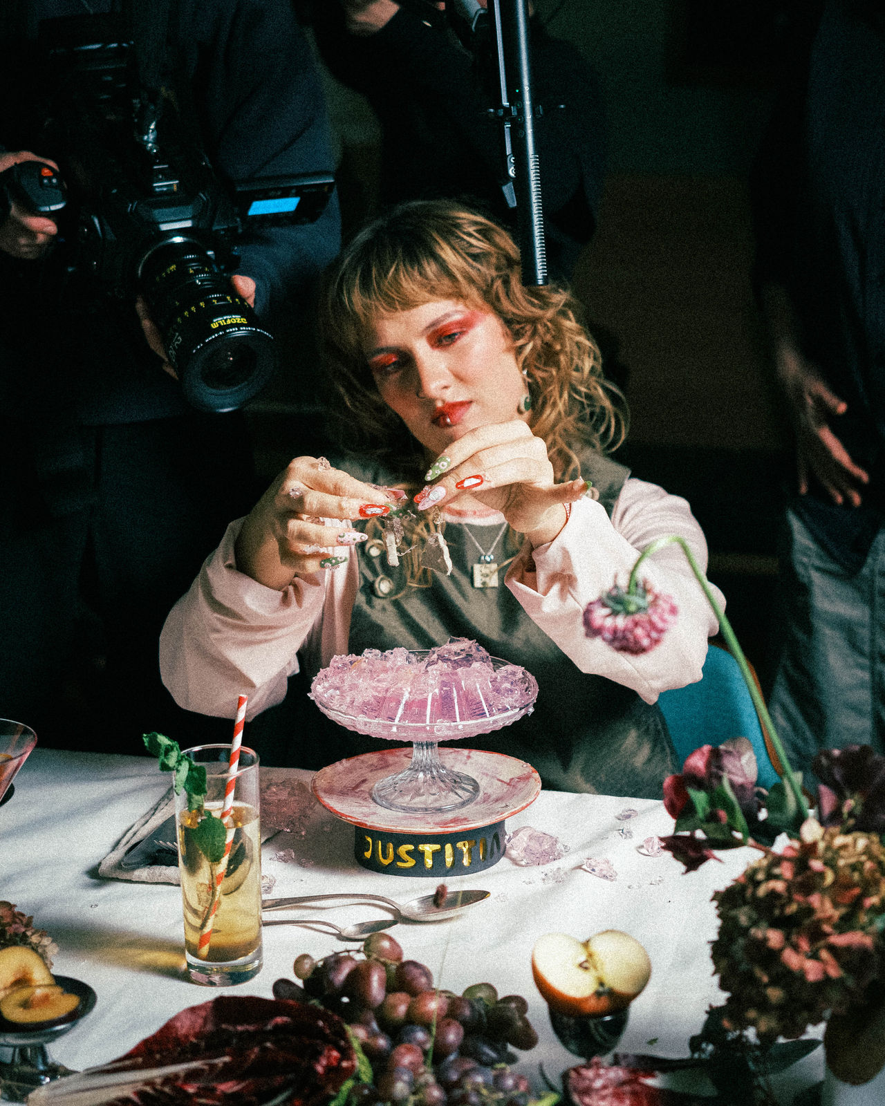 A river flows through a deep canyon at dusk