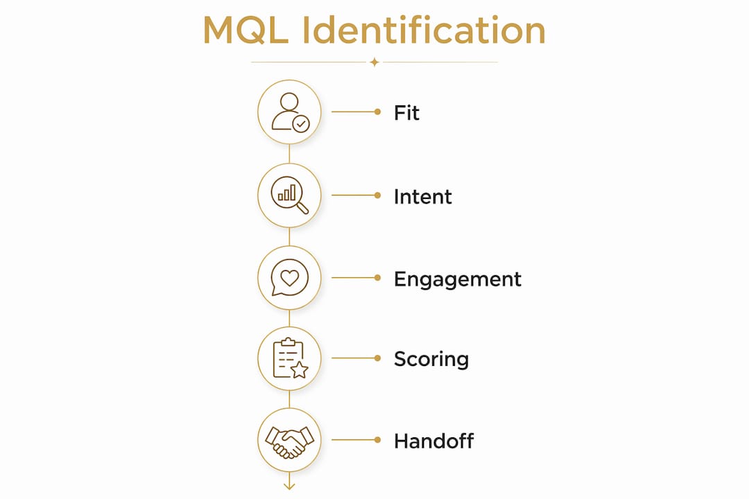 Infographic showing key MQL identification steps