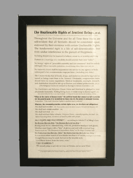 The Unalienable Rights of Sentient Beings, et al. (Framed)