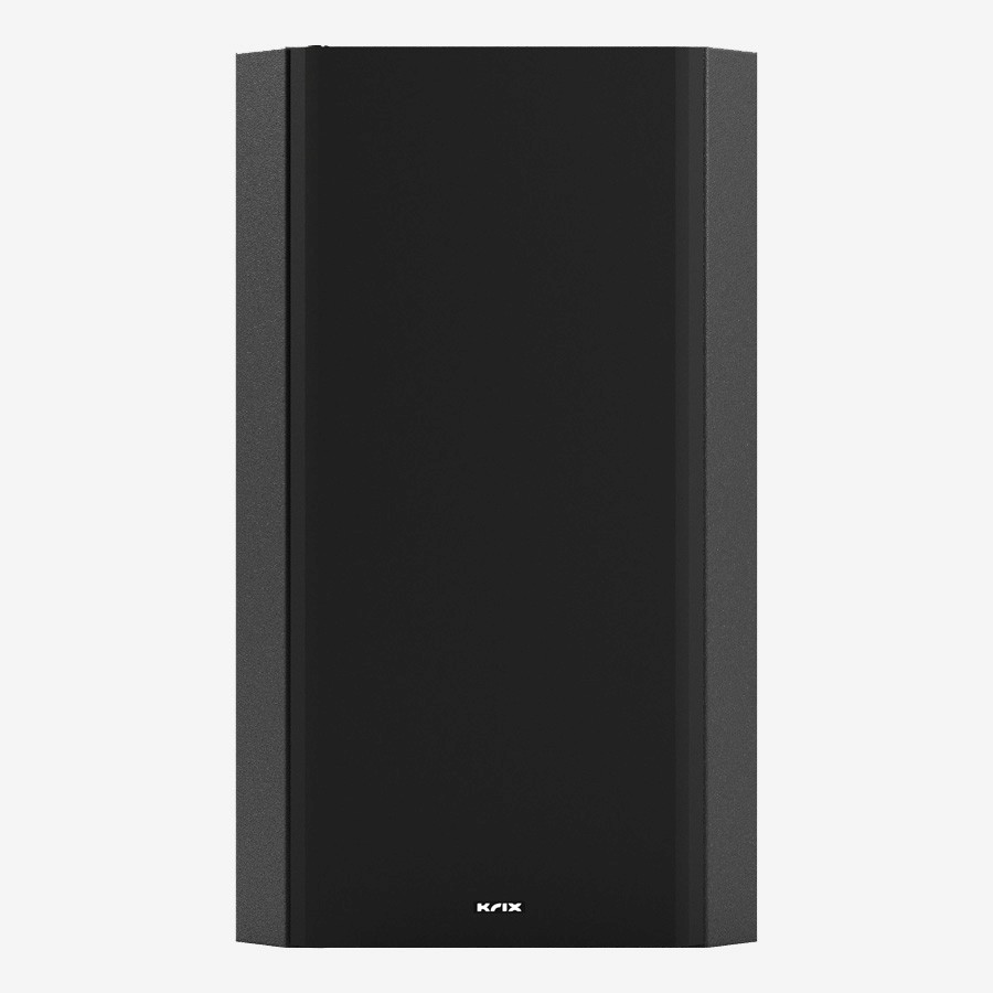 Black vertical speaker with KSIX logo