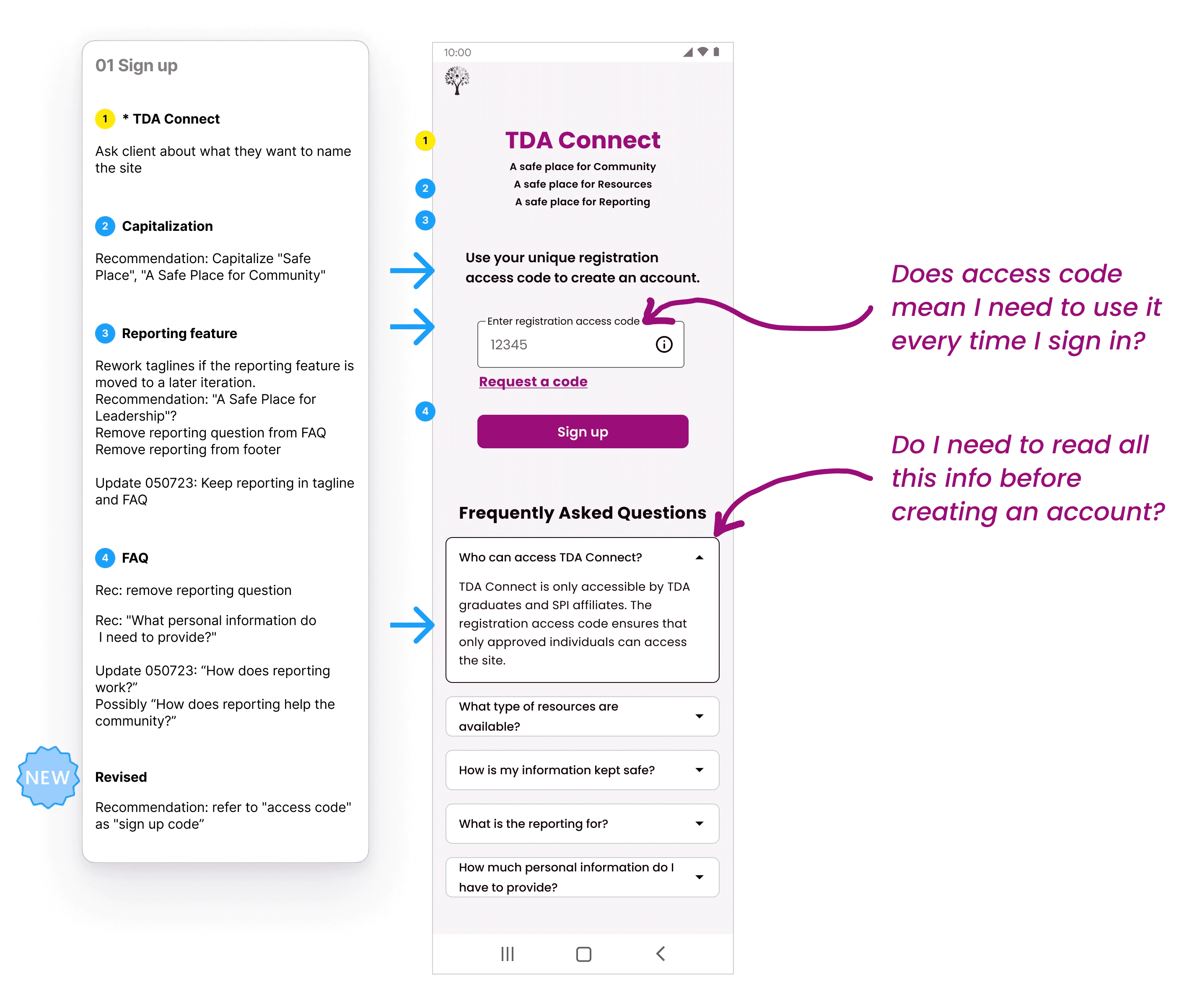 Content Audit for Access Code Screen