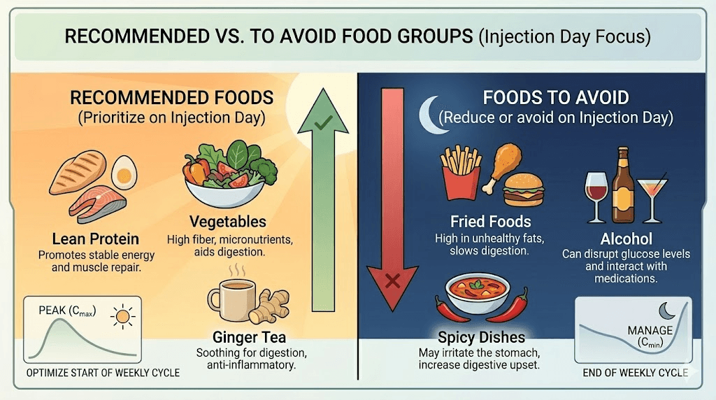 Best and worst foods to eat on retatrutide injection day