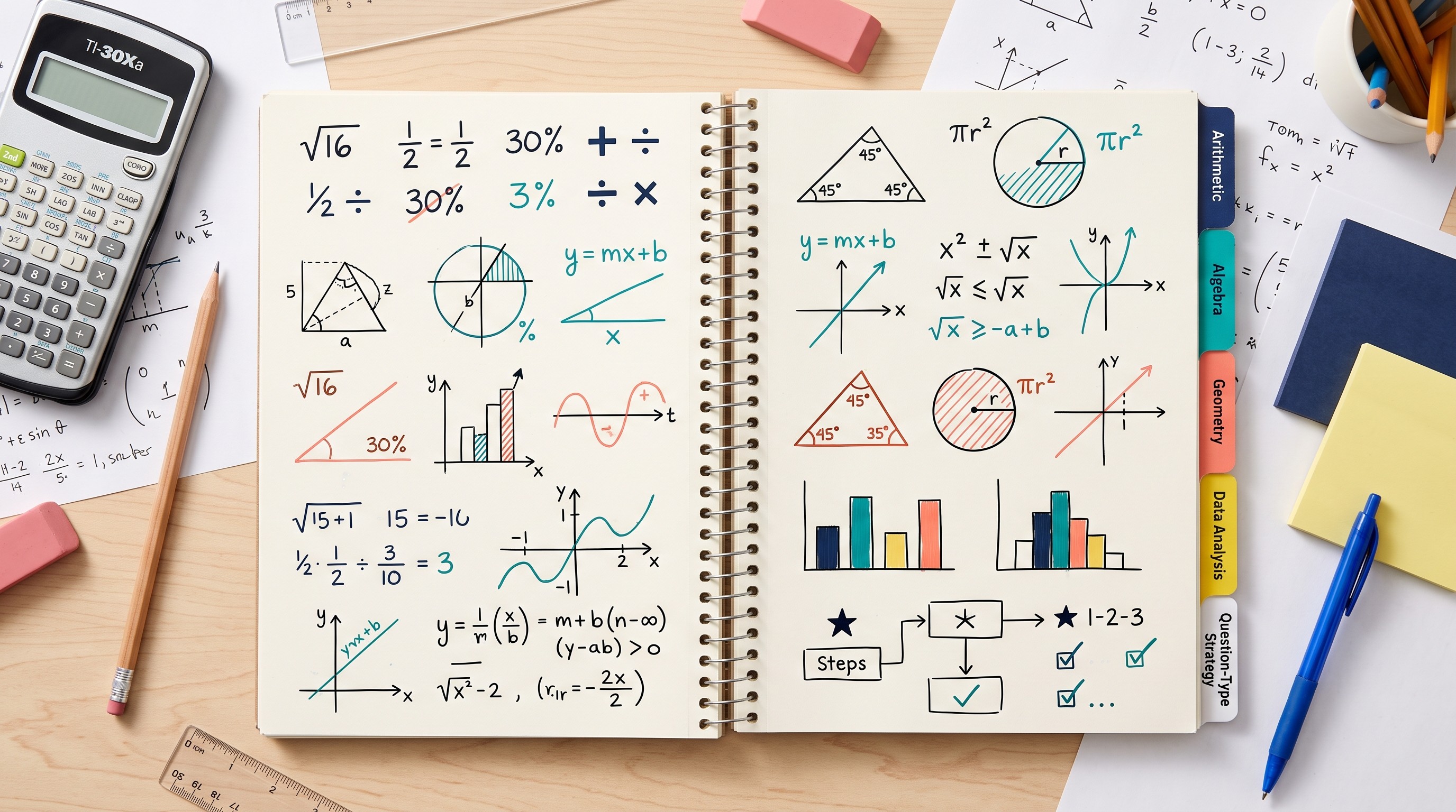 GRE quantitative reasoning error log by math topic