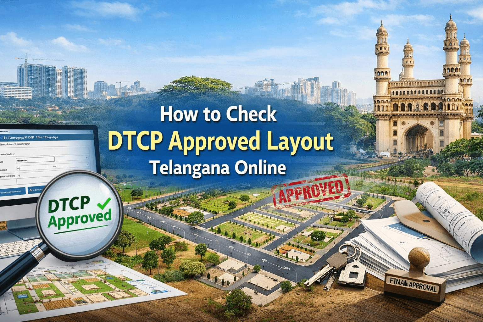 How to Check DTCP Approved Layout Telangana Online Blog cover by Charan Group