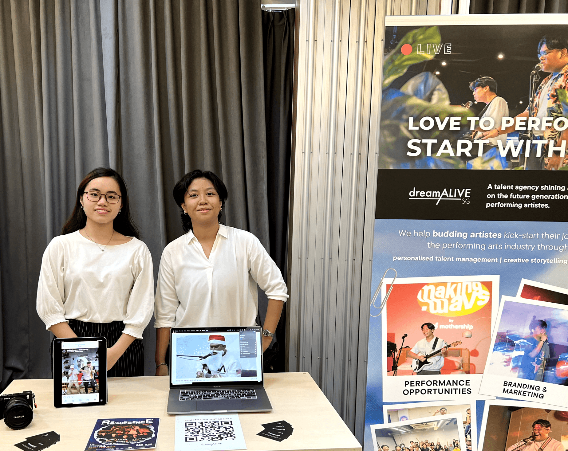 Co-founders of AKAR CO., Afiqah and Geraldine, manning their booth at *SCAPE Creative Fellowship, Season 6 Demo Day. Before AKAR CO., it was dreamALIVE