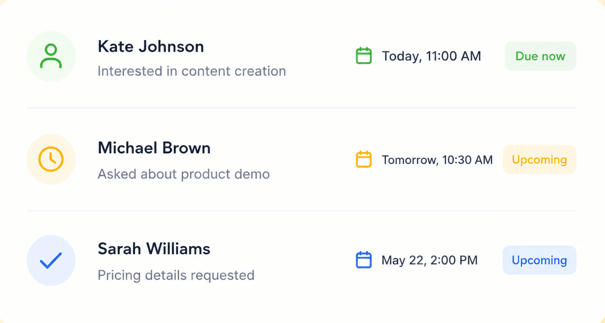 Smart follow-up reminders for leads