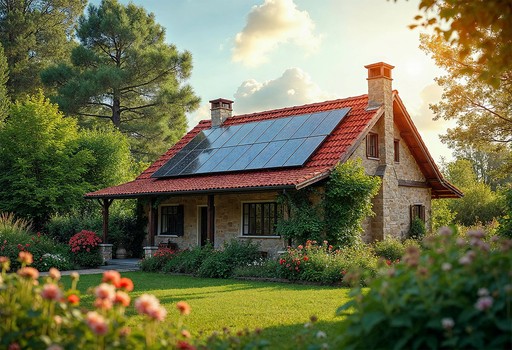 Residential home with solar panels