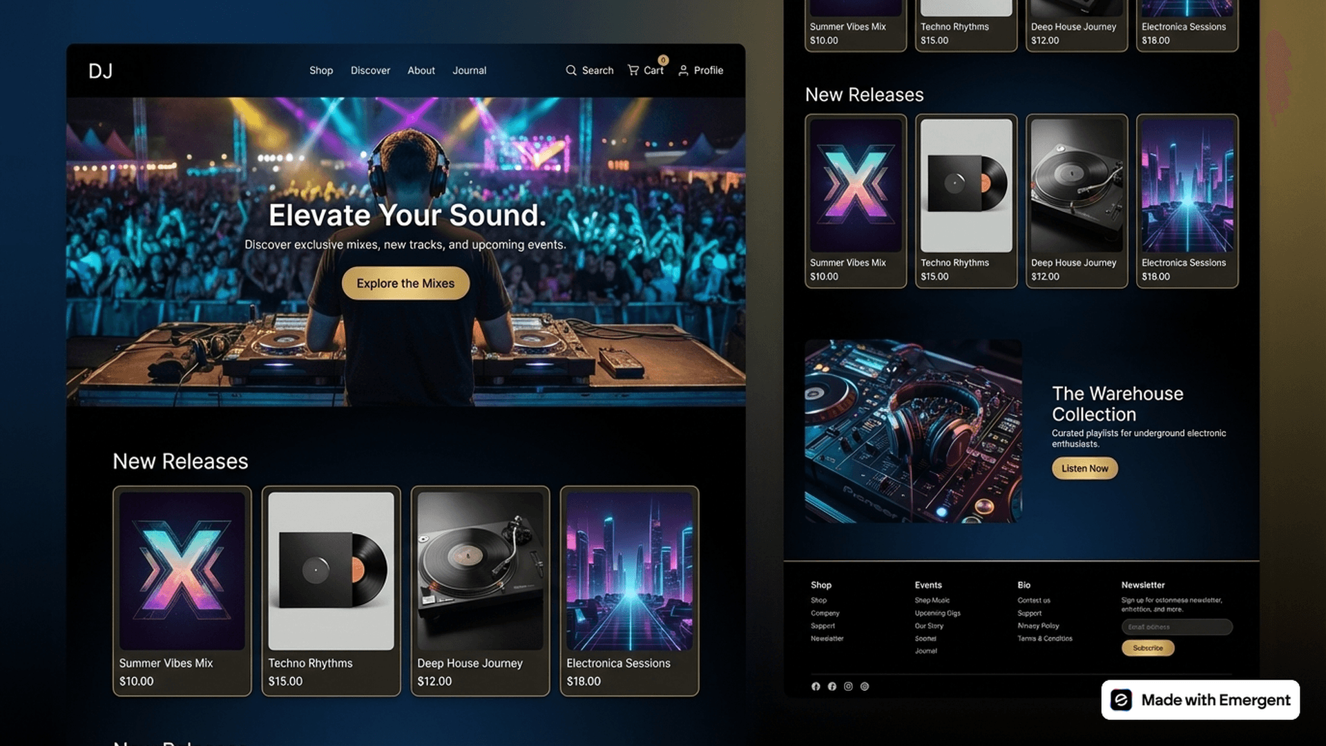 DJ Website Made with Emergent
