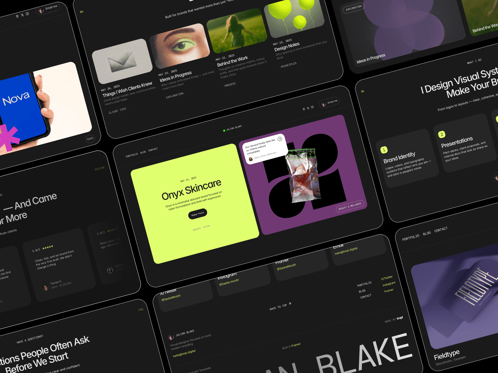 Julian — Creator Portfolio Website Framer Template