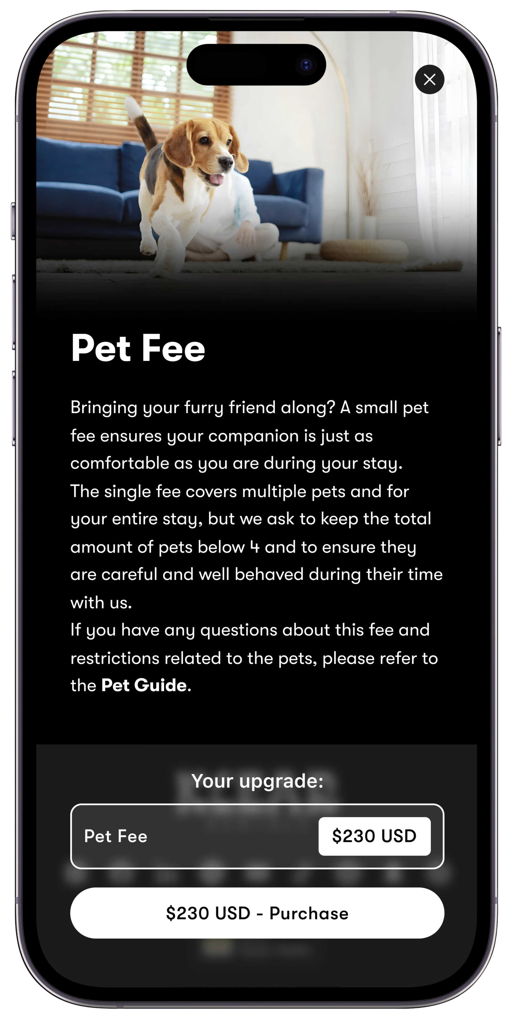 Pet Fee Upsell