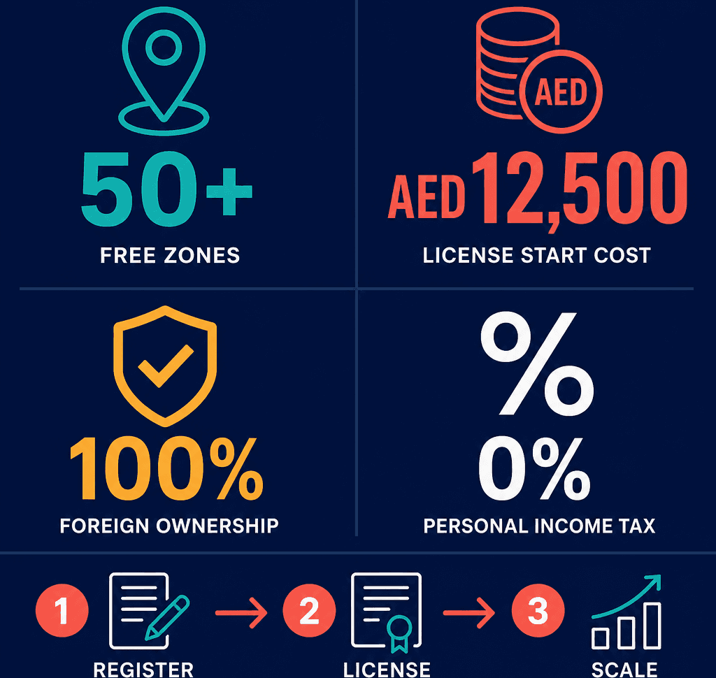 Infographic: Guide to Dubai Free Zones for Startups: Costs, Benefits & Best Options