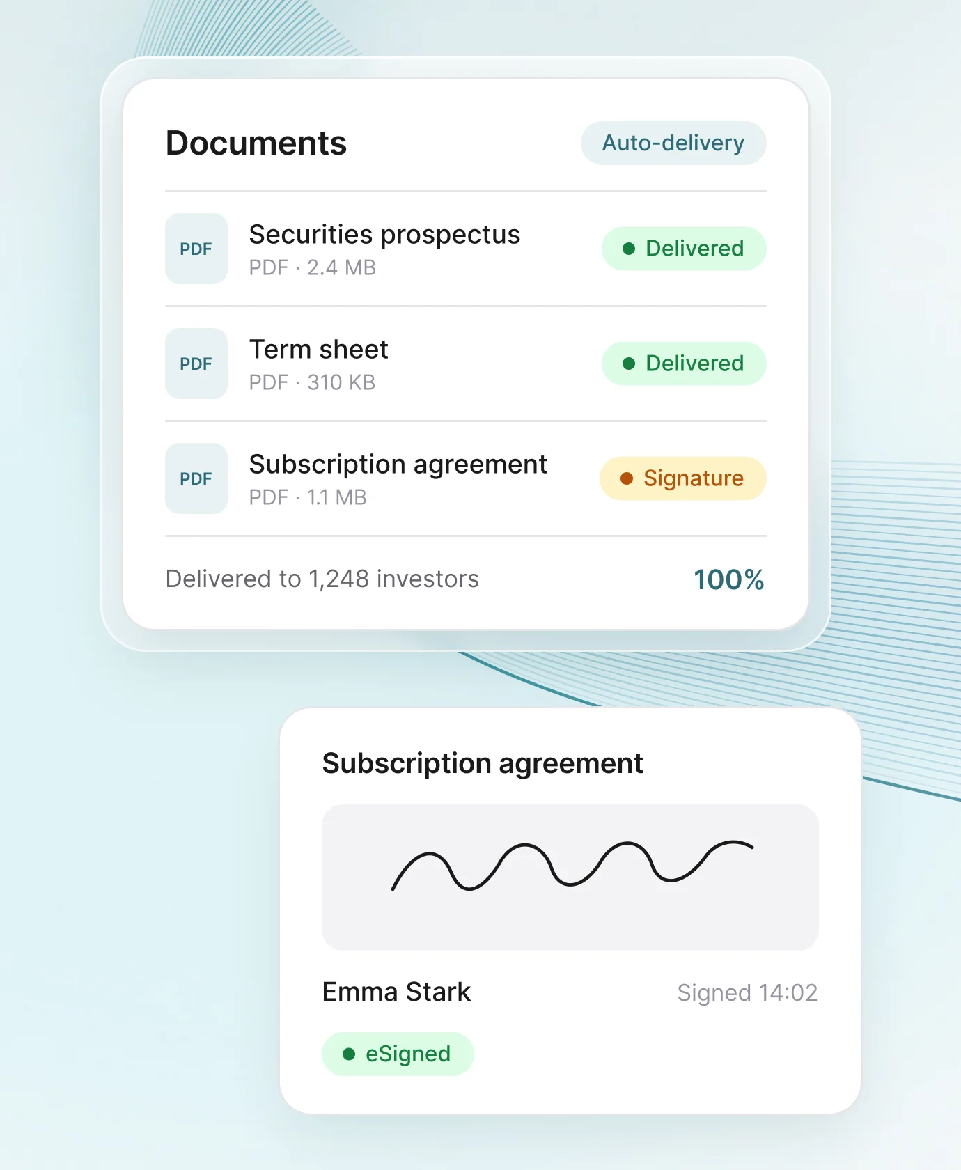 Automatisierter Dokumentenversand mit Wertpapierprospekt, Term Sheet und e-signiertem Zeichnungsschein