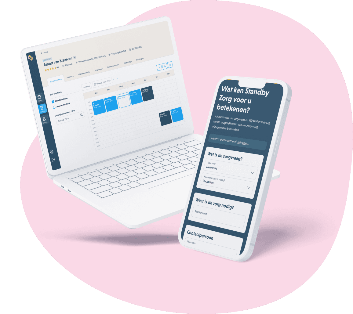 Weergave van planning en plaatsing app voor StandbyZorg