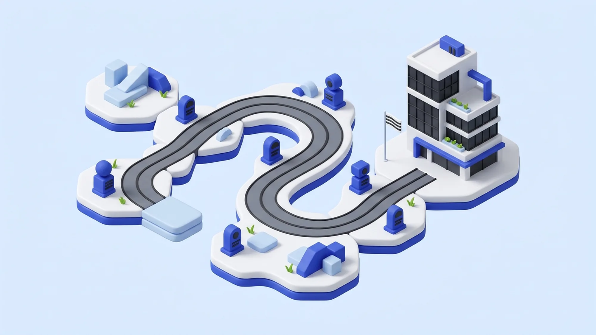 Illustration 3D de la méthodologie en 7 étapes pour réussir son externalisation en Tunisie