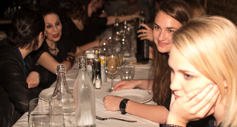 women having dinner at table