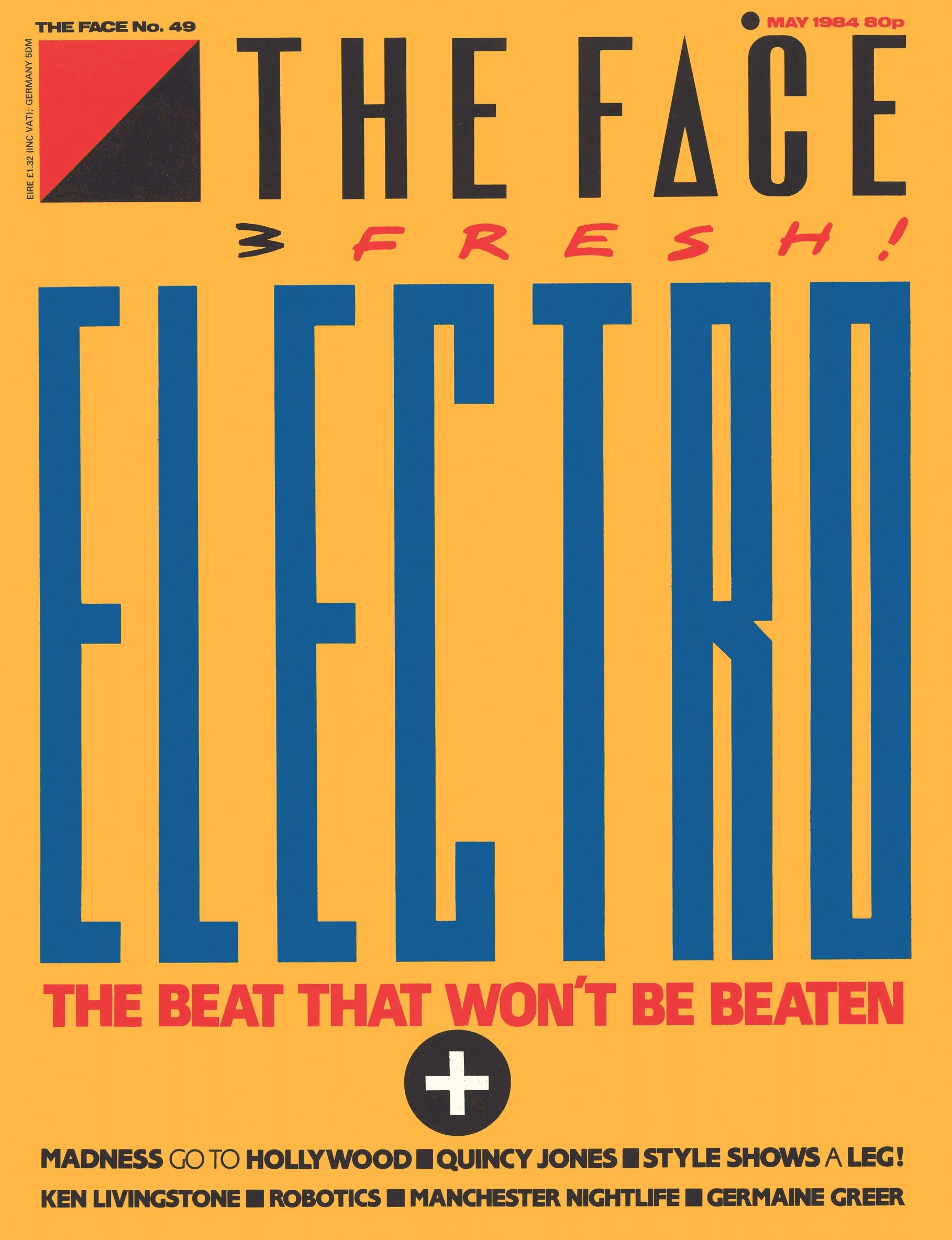 The Face magazine cover displaying text "Electro". 