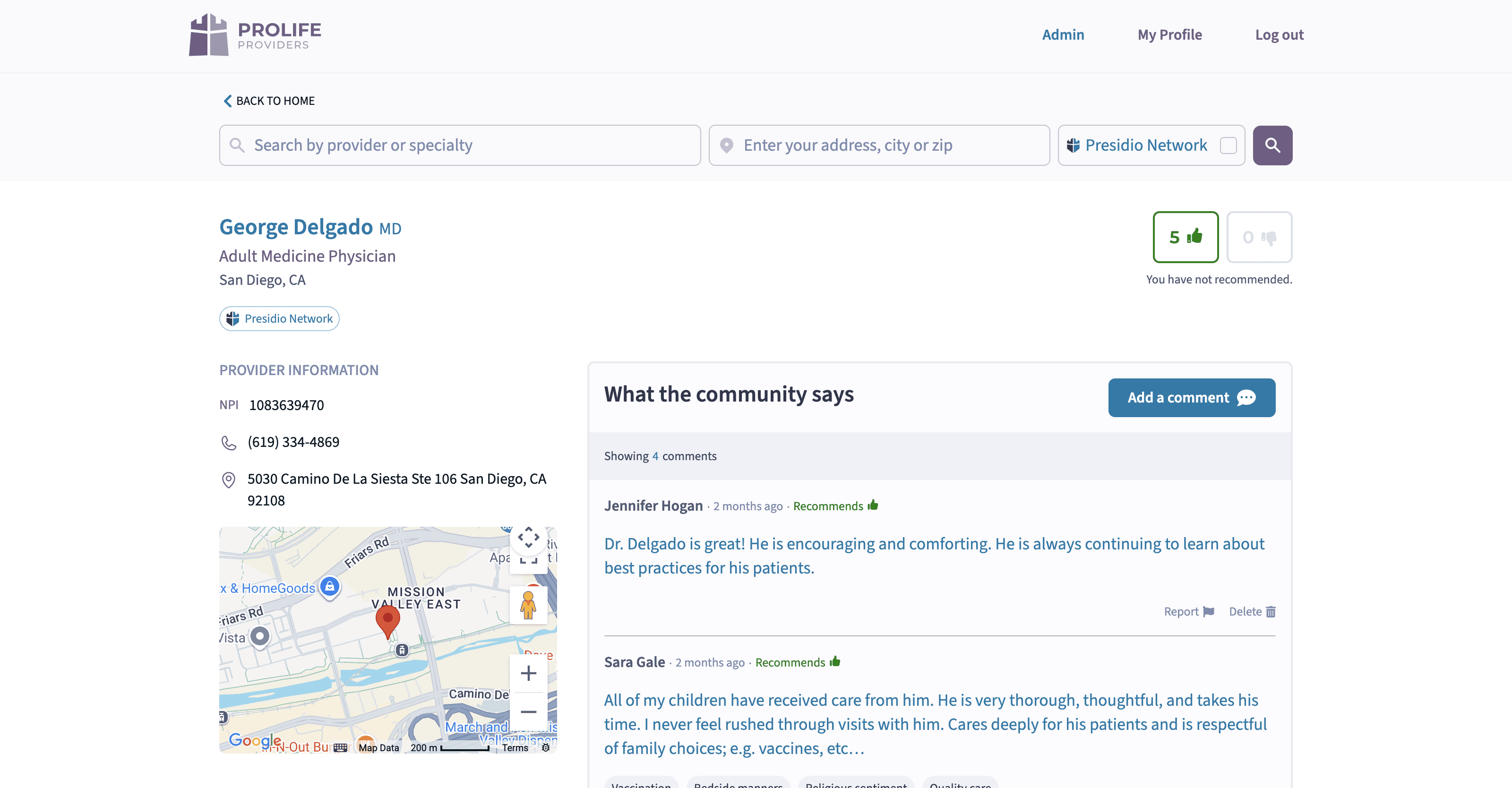 Prolofe Providers Screenshot
