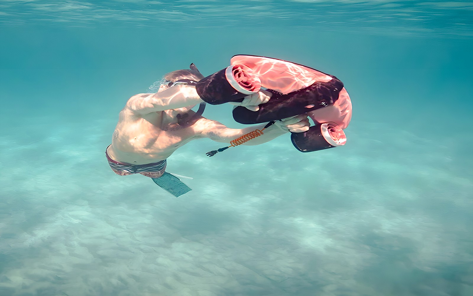 Underwater scooter ride in Marseille's Underwater Museum.