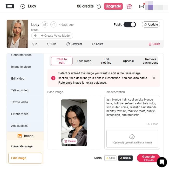 change hair colour with text prompt