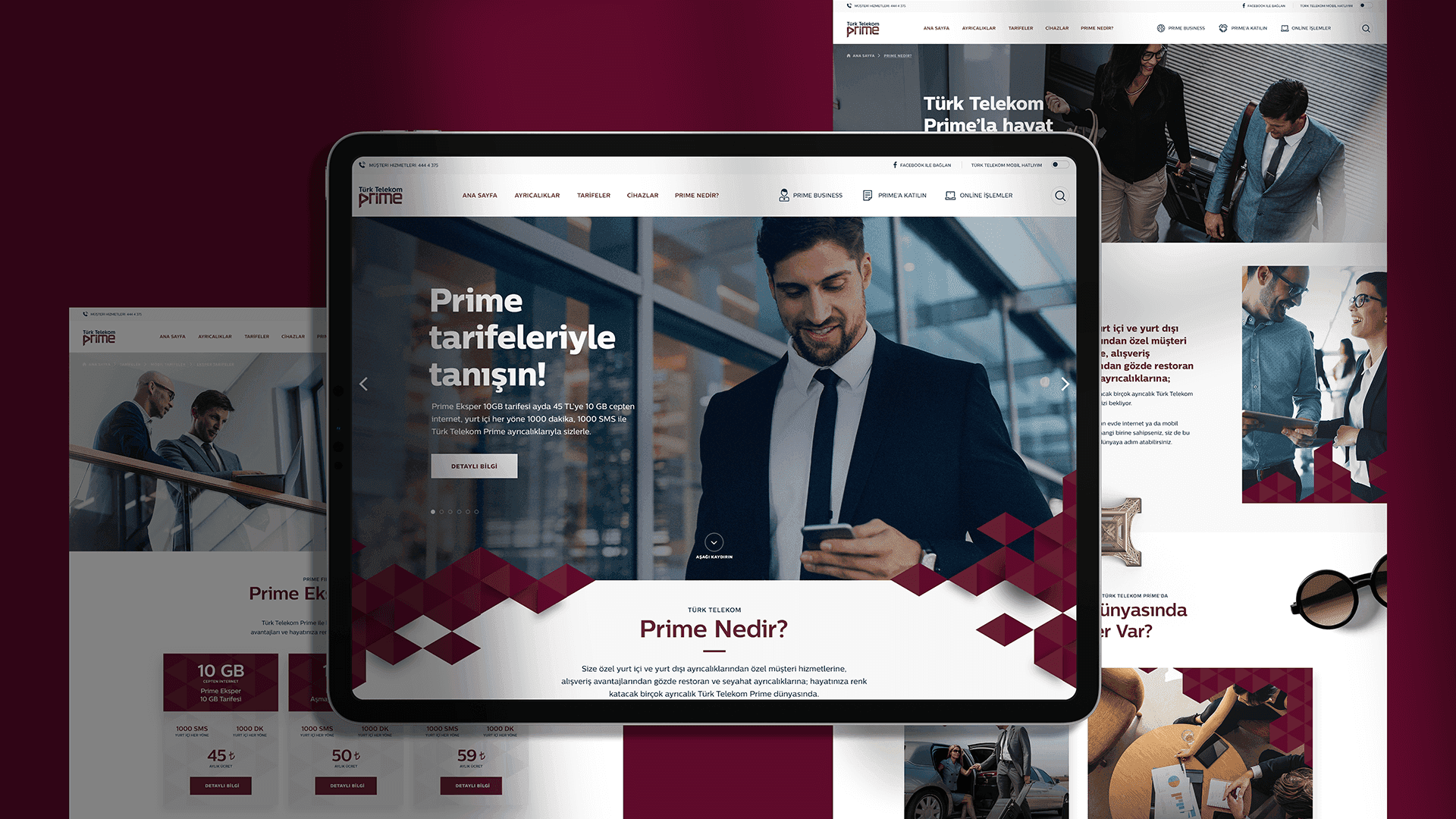 Turk Telekom Prime responsive website delivering premium experience with exclusive benefits, travel perks, and clear content hierarchy.