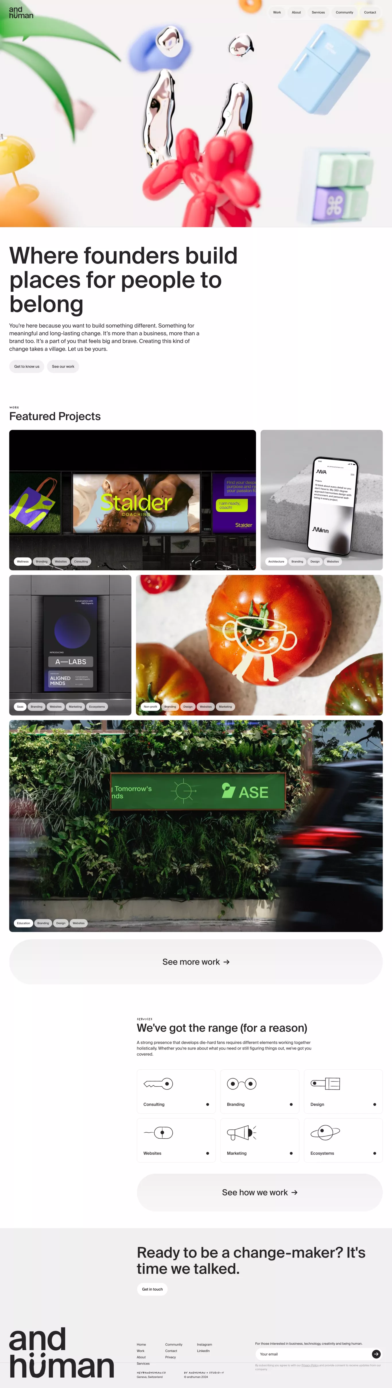andhüman portfolio page screenshot showcasing Design and Tech design