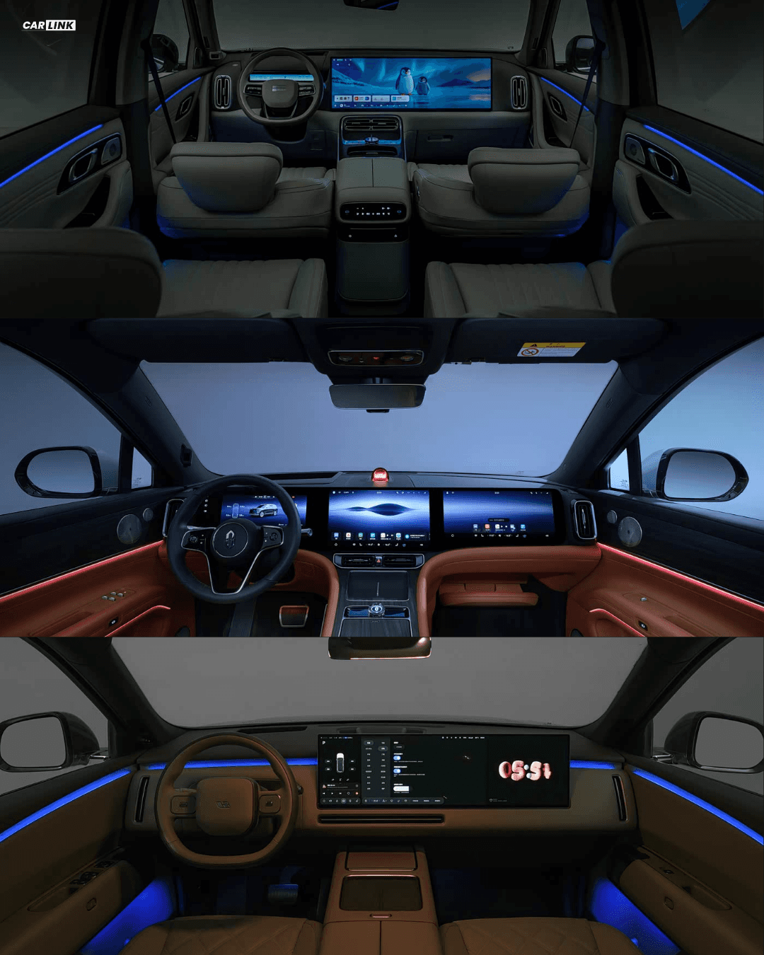 Geely Galaxy M9, AITO M9 və Li Auto L9 premium ailə SUV modellərinin interyer müqayisəsi