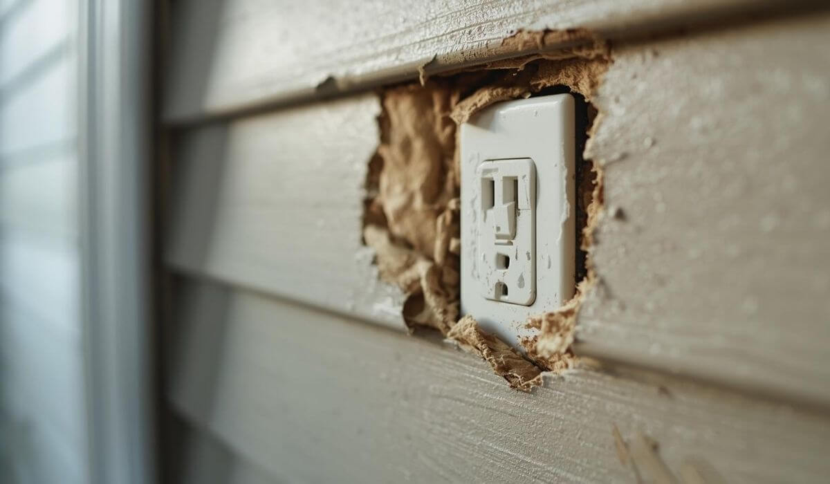 Drafty wall near outlet in a Naperville home due to compromised siding insulation