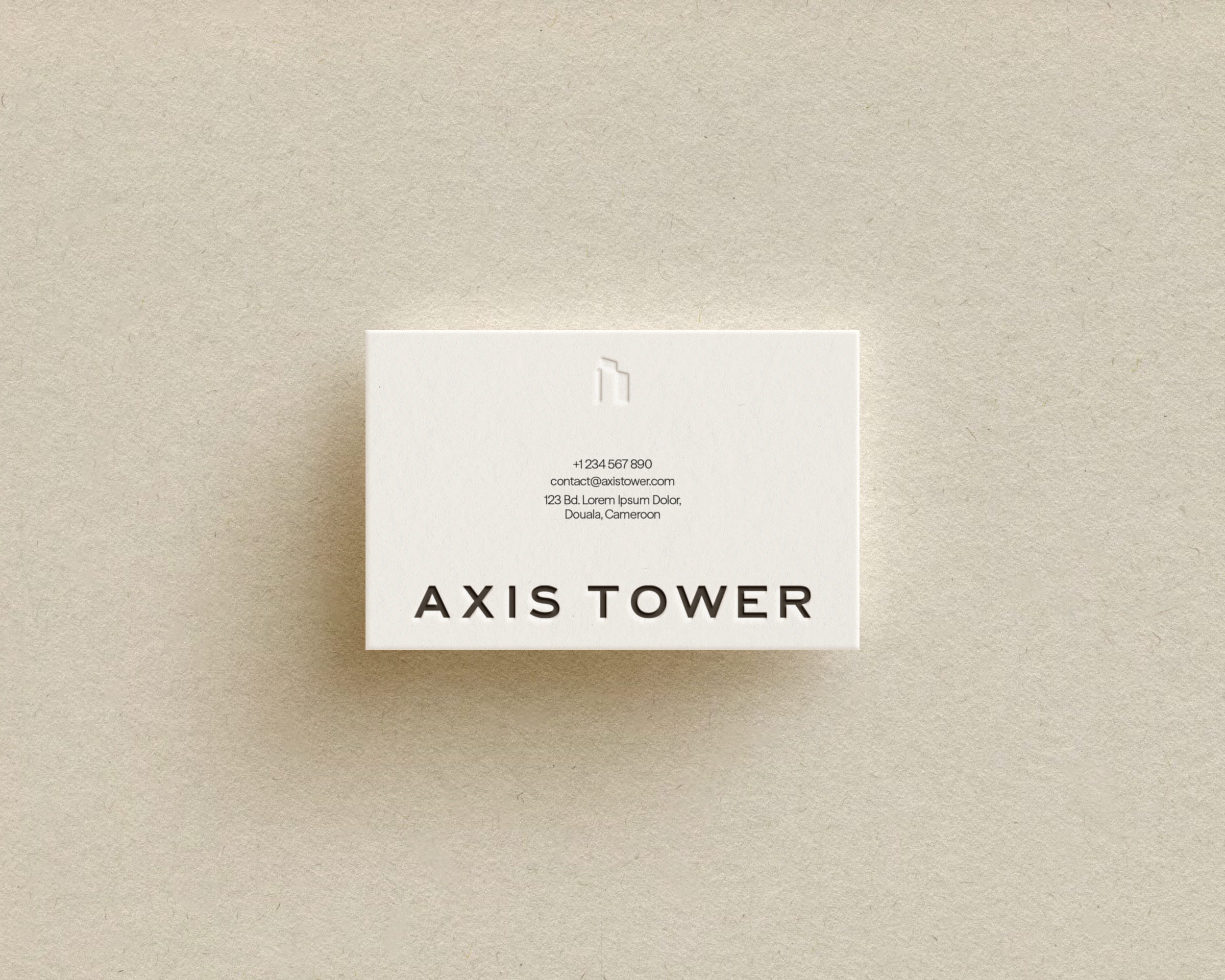 Branding, business card design and visual identity design for premium, luxury office building in Douala, Cameroon