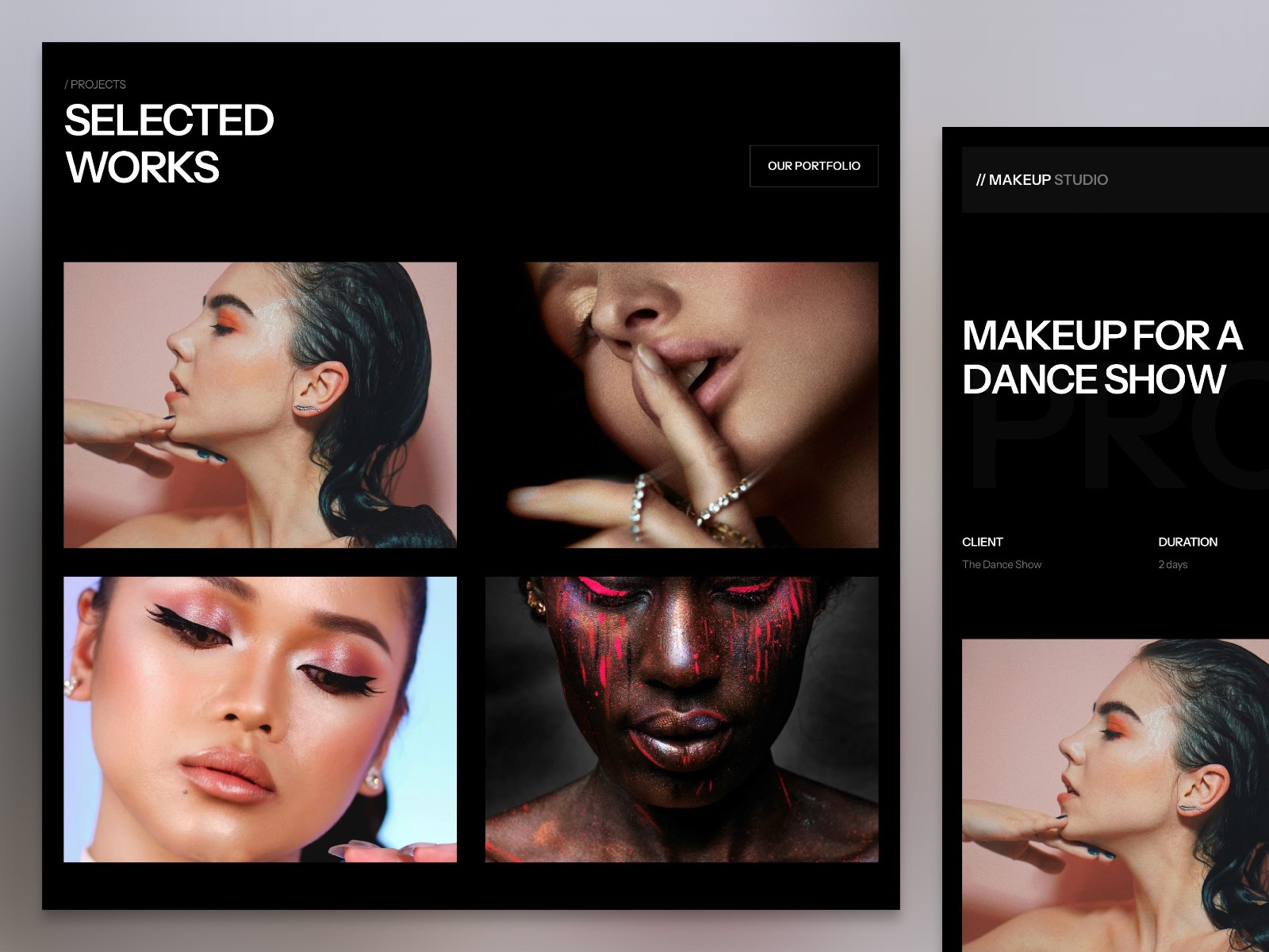 Makeup — 高级暗黑现代医疗健康网站设计灵感