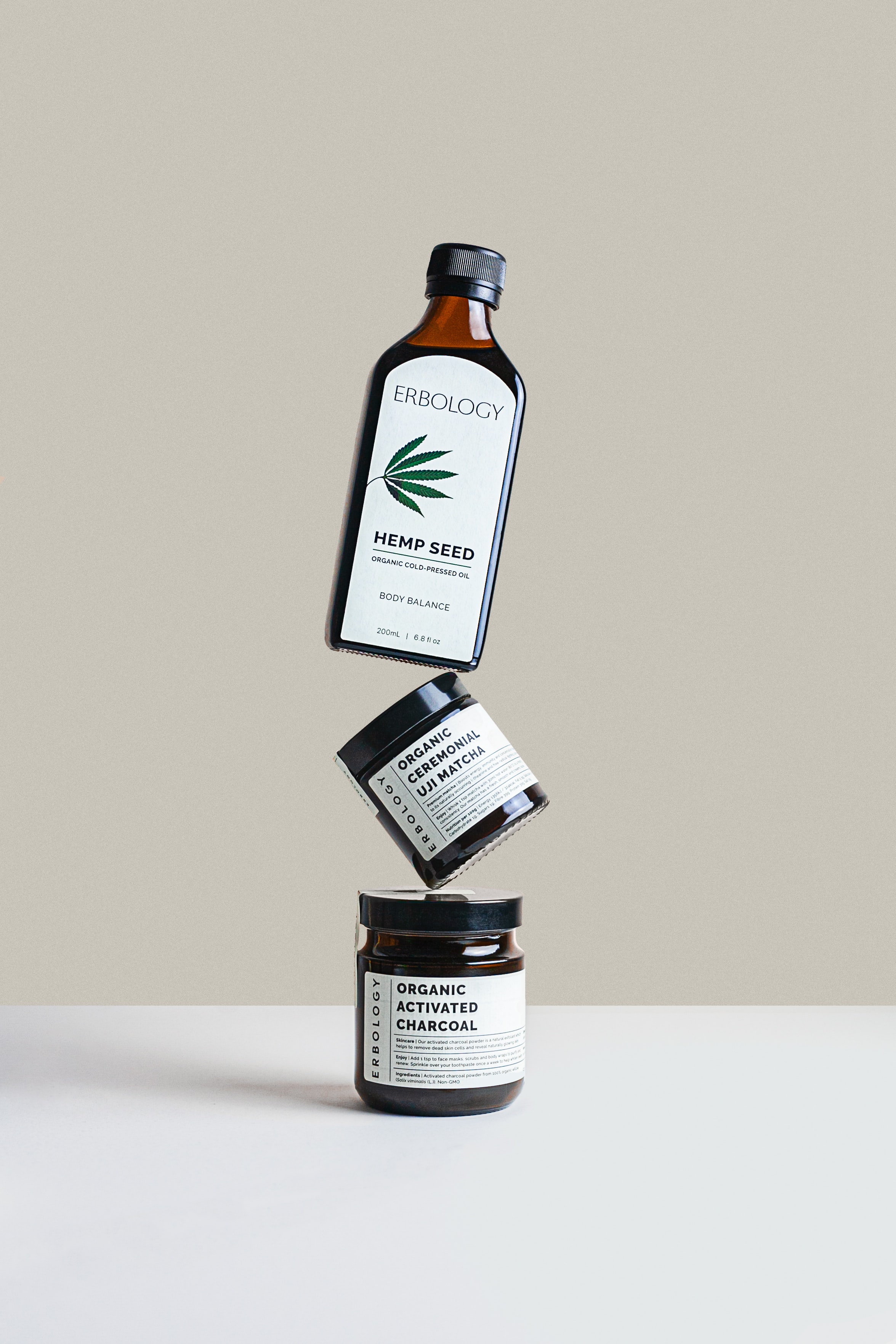 cbd skin products balancing on each other