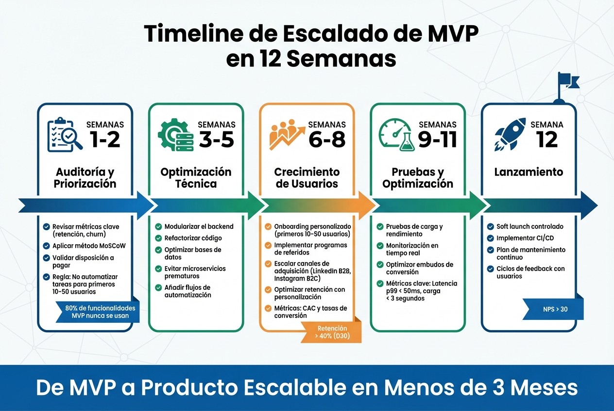 Cronograma de 12 semanas para escalar un MVP